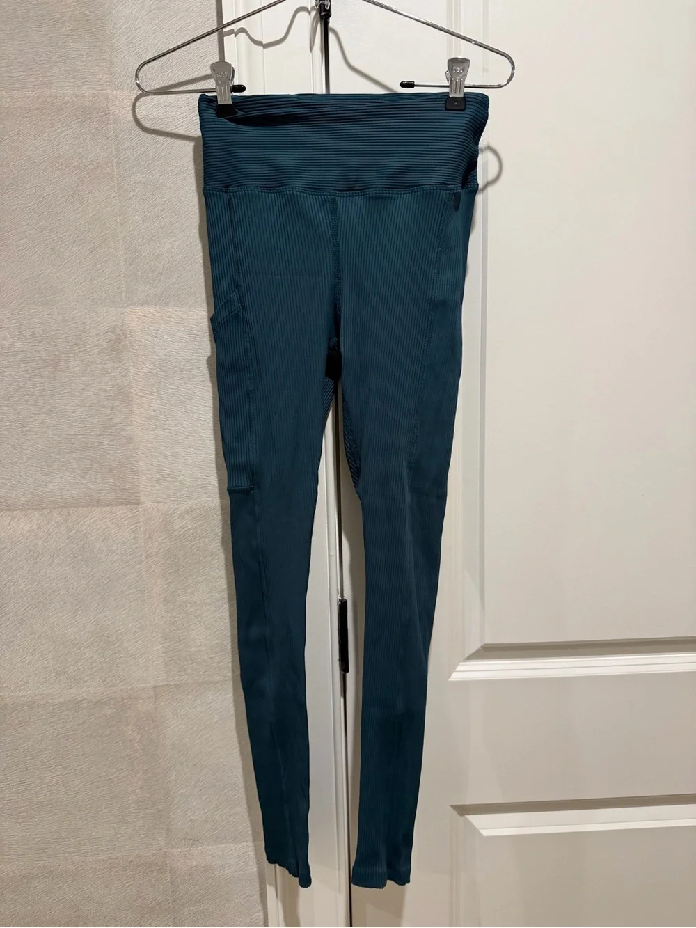 Year of Ours SET- Teal Ribbed Leggings with Side Socket with matching ribbed top
